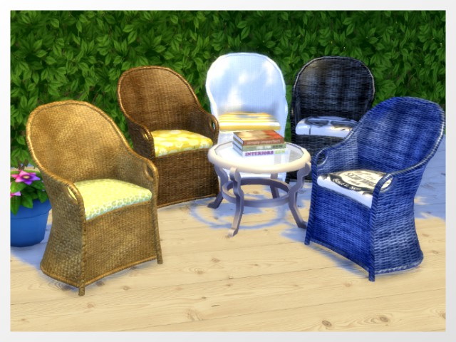Sims 4 Pocci wicker armchair converted by Mio recolors by Oldbox at All 4 Sims