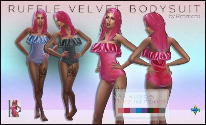 Sims 4 Ruffle Velvet Bodysuit at Rimshard Shop