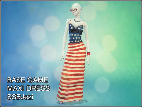 Sims 4 US Patriotic Maxi Dress by MellyMel3 at TSR