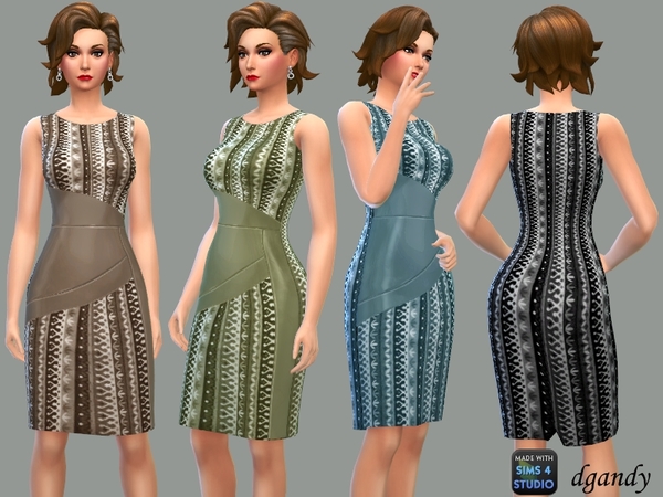 Sims 4 Pencil Dress with Leather Accents by dgandy at TSR