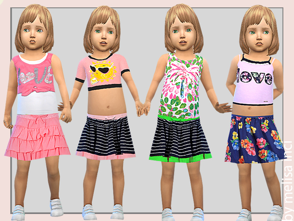 Sims 4 Toddler Girl Layered Tanks by melisa inci at TSR