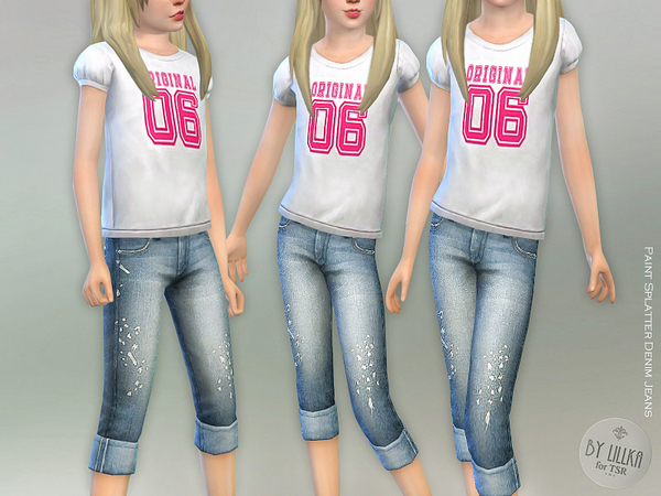 Sims 4 Paint Splatter Denim Jeans by lillka at TSR