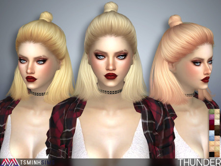 Thunder Hair 38 by TsminhSims at TSR » Sims 4 Updates