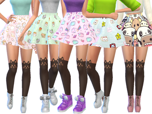 Sims 4 Pastel Gothic Skirts Pack Four by Wicked Kittie at TSR