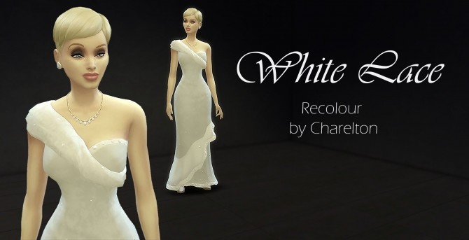 Sims 4 White Lace Formal Dress by Charelton at Mod The Sims