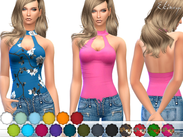 Sims 4 Keyhole Halter Top by ekinege at TSR
