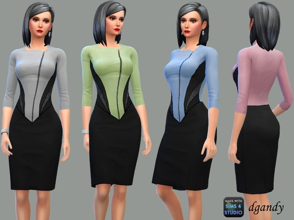 Sims 4 Pencil Dress with Front Zipper by dgandy at TSR