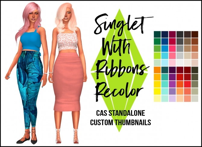 Sims 4 SInglet With Ribbons Recolor by Sympxls at SimsWorkshop