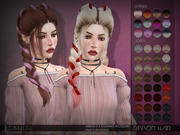 Sims 4 Ribbon Hair by Leah Lillith at TSR