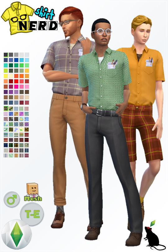 Recolor of Quiddity's Nerd Shirt by Standardheld at SimsWorkshop » Sims
