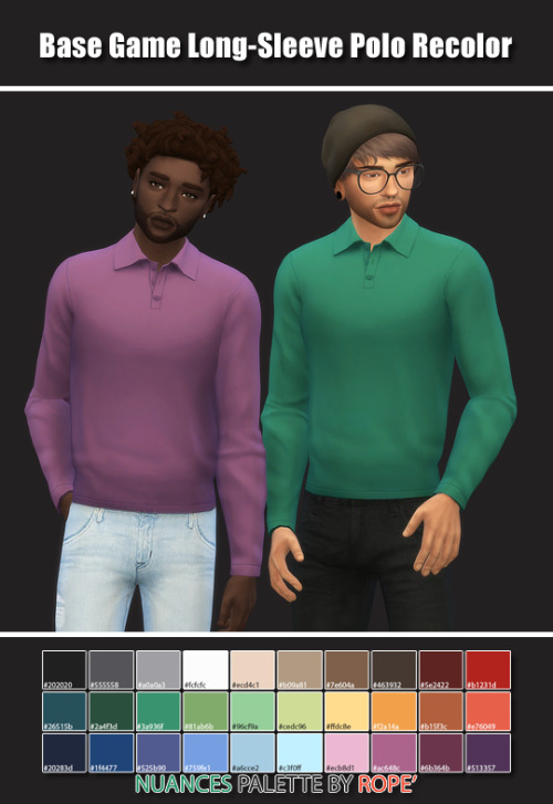 Sims 4 Base Game Long Sleeve Polo Recolor at Maimouth Sims4