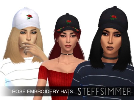 Rose Embroidery Hats by steffsimmer at TSR