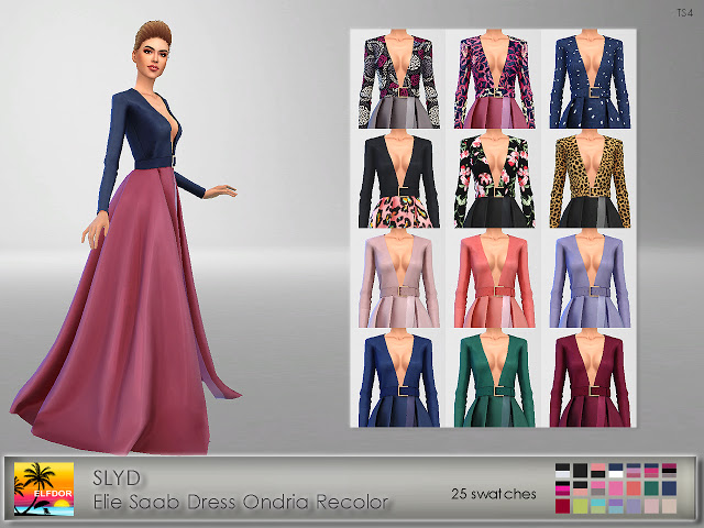 Sims 4 SLYD Ondria Dress Recolor at Elfdor Sims