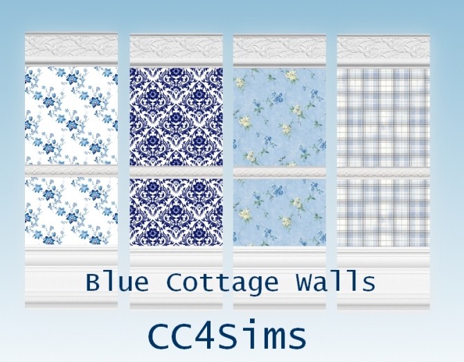 Sims 4 Blue cottage walls by Christine at CC4Sims