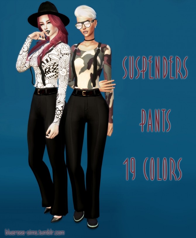 Sims 4 Suspenders Pants at BlueRose Sims