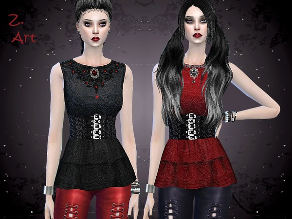 Sims 4 GothChic IV top by Zuckerschnute20 at TSR