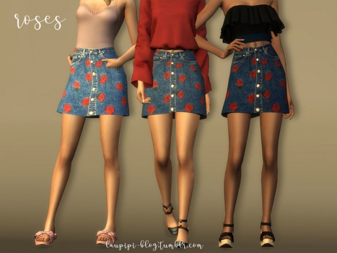 Sims 4 Roses skirt by Laupipi at TSR