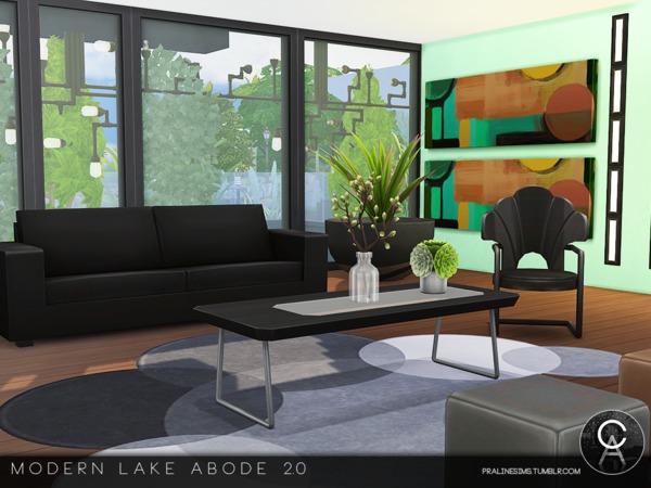 Sims 4 Modern Lake Abode 2.0 by Pralinesims at TSR