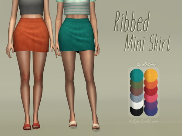 Sims 4 Ribbed Mini Skirt by Trillyke at TSR
