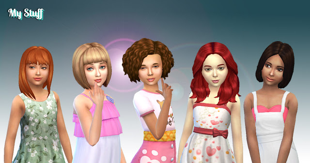 Sims 4 Girls Medium Hair Pack 7 at My Stuff