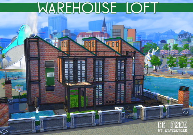 Sims 4 Warehouse Loft by Waterwoman at Akisima