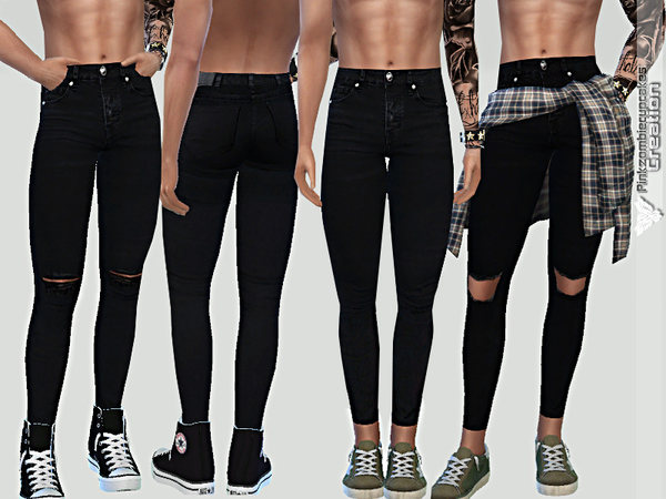 Sims 4 Summer Black Denim For Him by Pinkzombiecupcakes at TSR