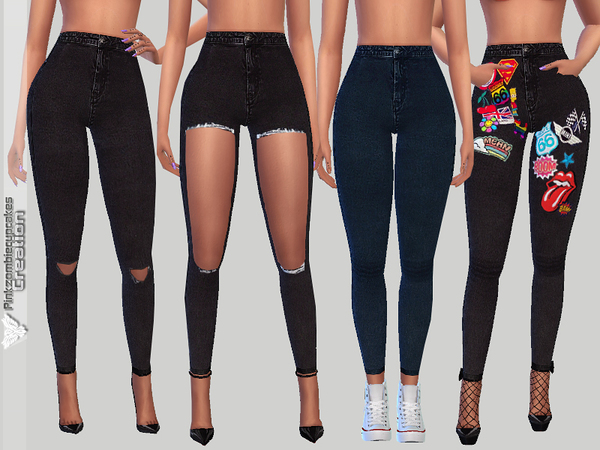 Sims 4 Black Skinny Jeans by Pinkzombiecupcakes at TSR