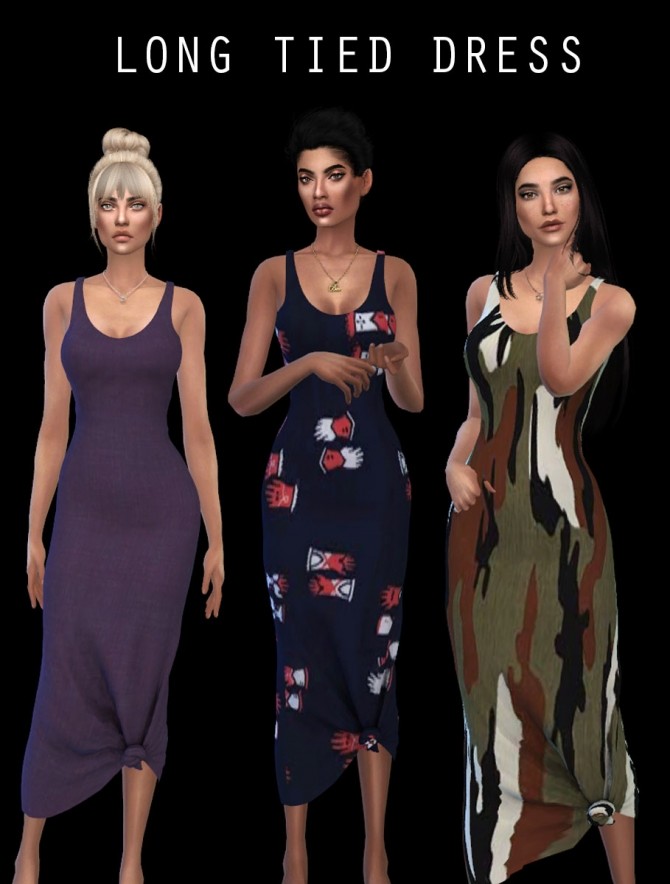Sims 4 Long Tied Dress at Leo Sims