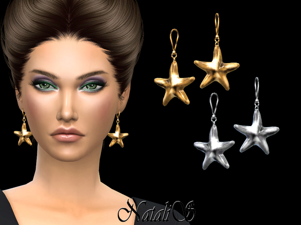 Sims 4 Sea Star Drop Earrings by NataliS at TSR
