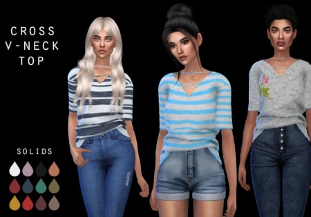 Cross V Neck Top at Leo Sims » Sims 4 Updates