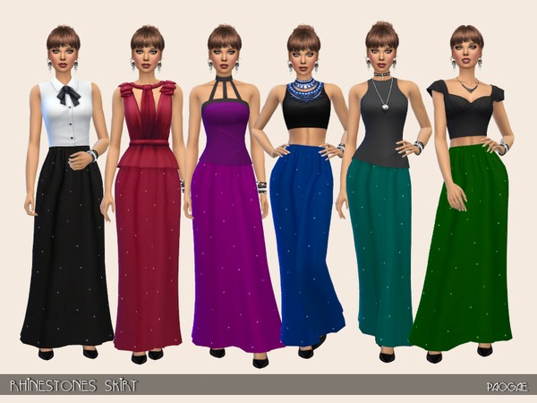 Sims 4 Rhinestones Skirt by Paogae at TSR