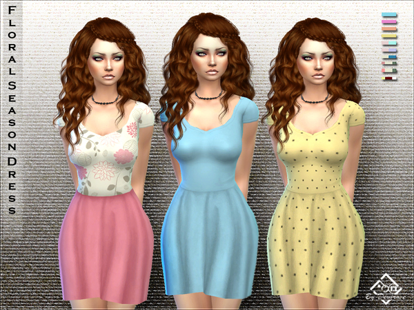 Sims 4 Floral Season Dress by Devirose at TSR