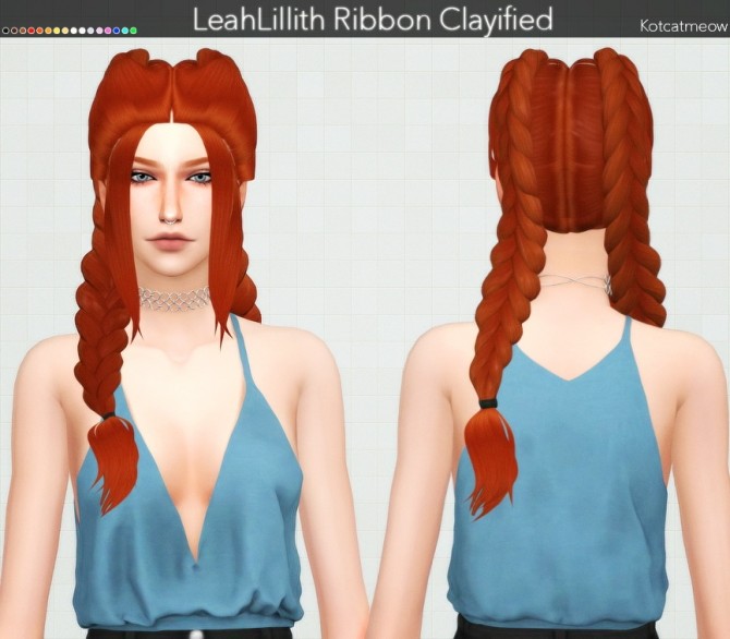 Sims 4 Leahlillith Ribbon Hair Clayified at KotCatMeow