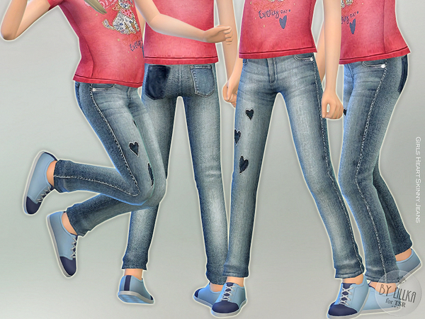 Sims 4 Girls Heart Skinny Jeans by lillka at TSR