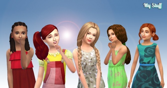 Sims 4 Girls Tied Hairs Pack 6 at My Stuff