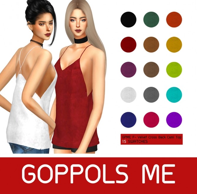 Sims 4 GPME F  Velvet Cross Back Cami Top at GOPPOLS Me