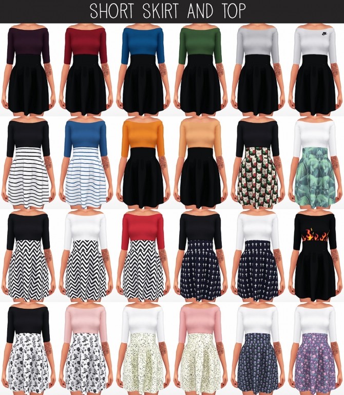 Sims 4 Short Skirt and Top at Elliesimple