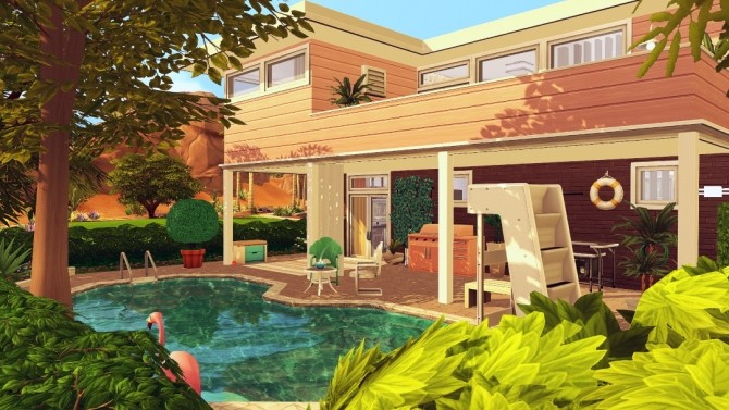 Sims 4 Mamie Pink Modern house at Jenba Sims