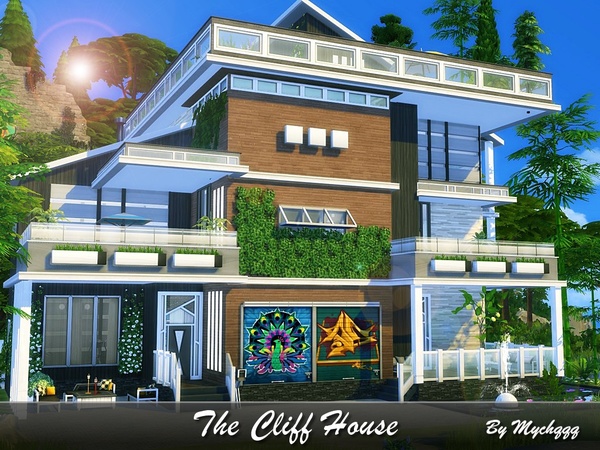 Sims 4 The Cliff House by MychQQQ at TSR