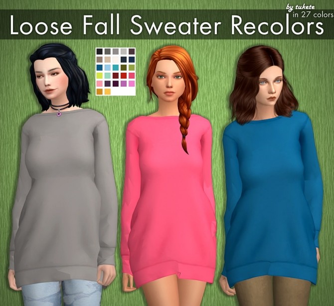 Sims 4 Loose Fall Sweater Recolors at Tukete