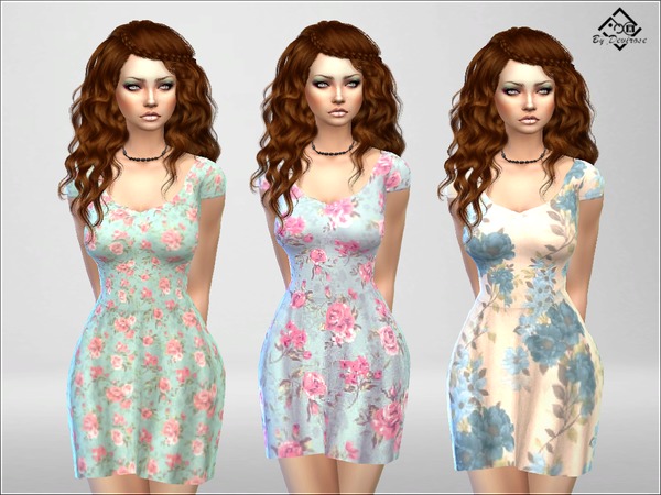 Sims 4 Floral Season Dress by Devirose at TSR