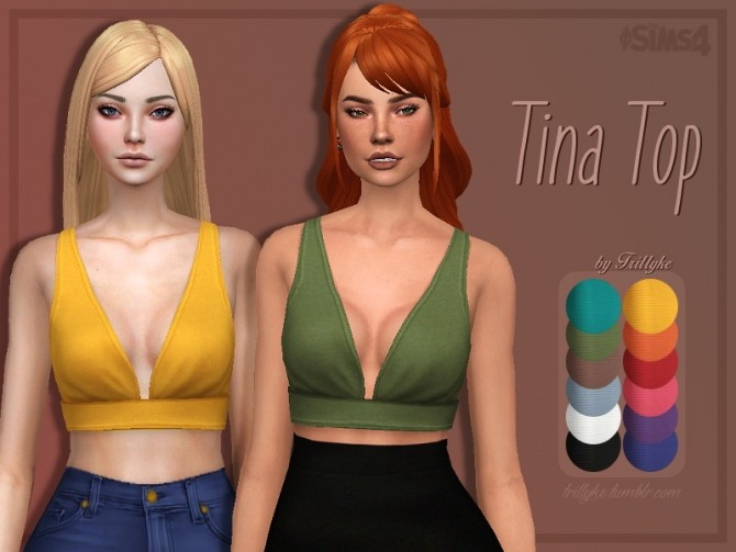 Sims 4 Tina Top with/without choker at Trillyke