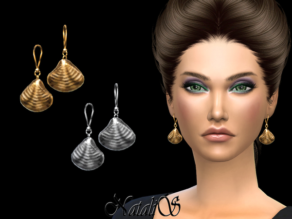 Sims 4 Shell Drop Earrings by NataliS at TSR