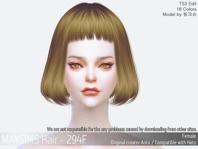 Sims 4 Hair 294F (Anto) at May Sims