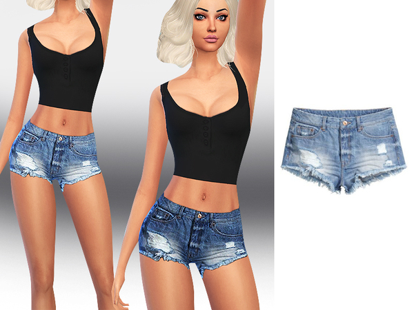 Sims 4 Super Little Skinny Shorts by Saliwa at TSR