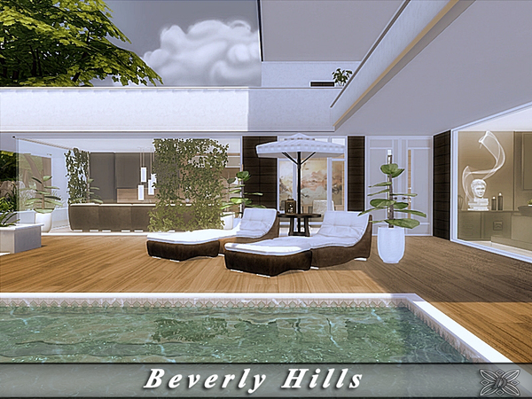 Sims 4 Beverly Hills luxurious contemporary villa by Danuta720 at TSR