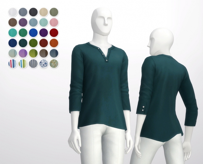 Half sleeve Henley neck t-shirt at Rusty Nail » Sims 4 Updates