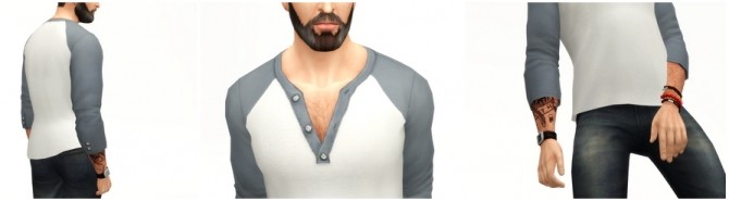 Sims 4 Half sleeve Henley neck Raglan t shirt at Rusty Nail