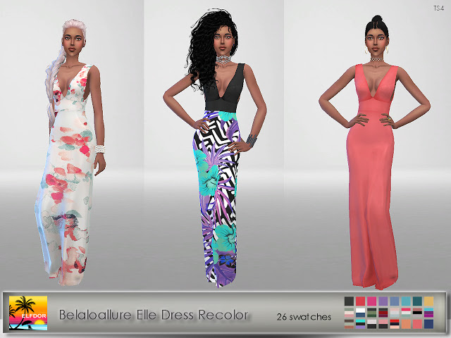 Sims 4 Belaloallure Elle Dress Recolor at Elfdor Sims