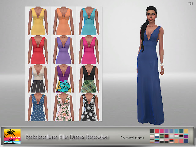 Sims 4 Belaloallure Elle Dress Recolor at Elfdor Sims